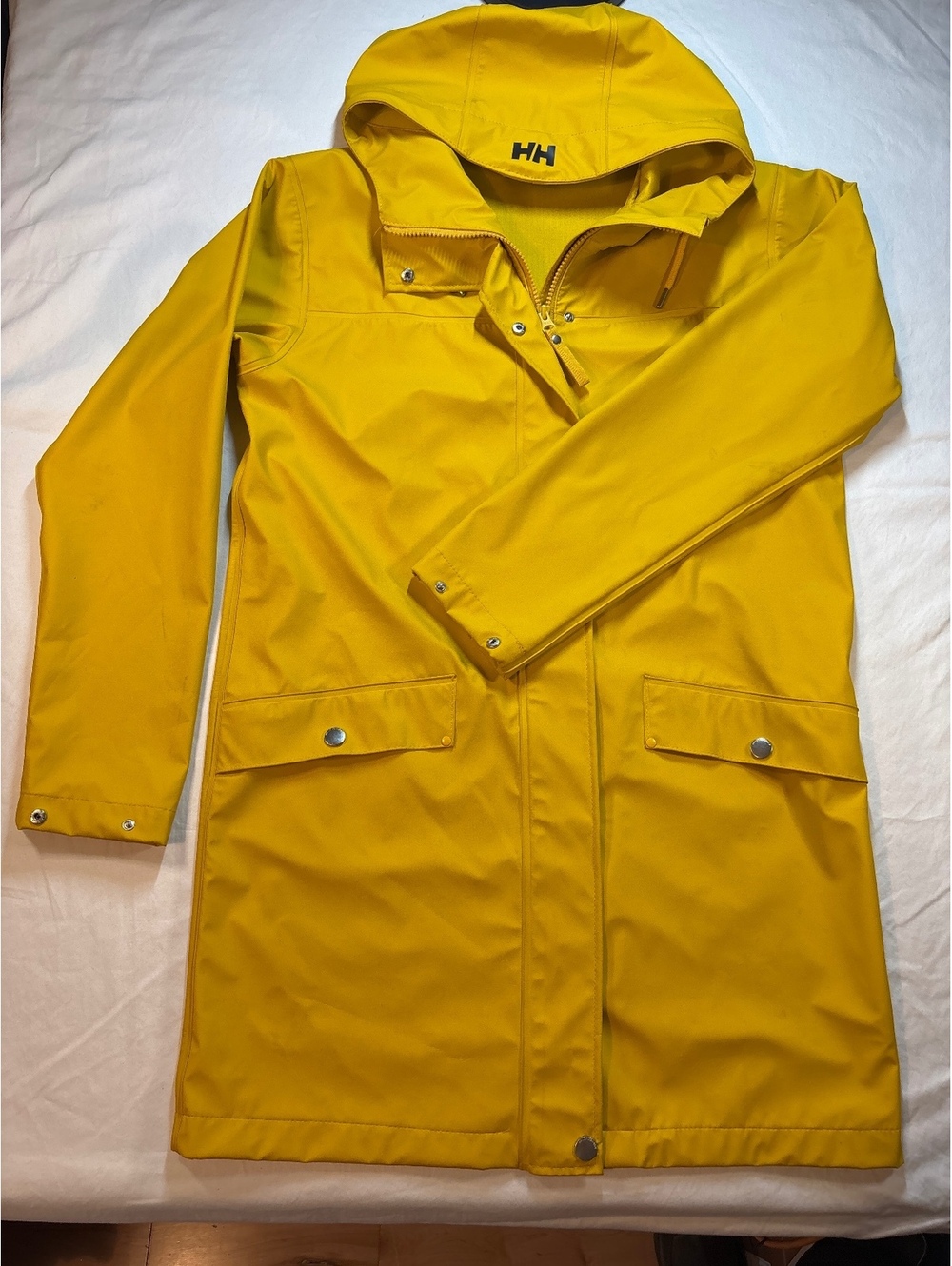Helly Hanson Yellow Waterproof Hooded Raincoat Zip Snap Ventilation Flaps
